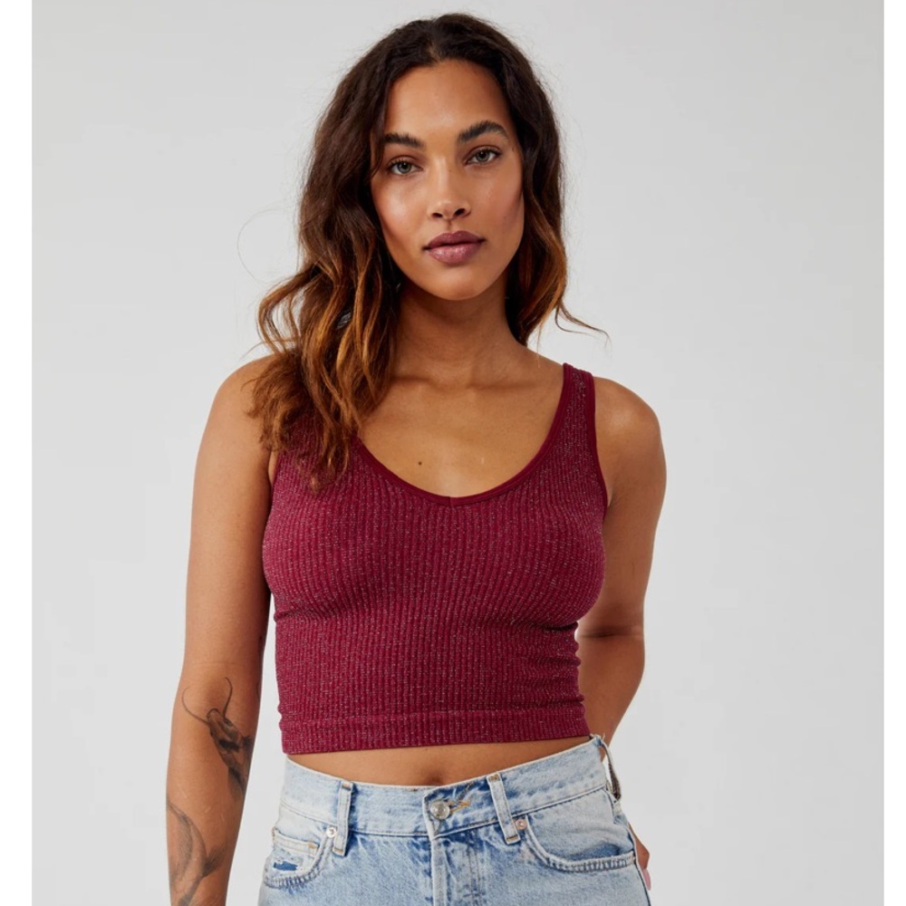 Intimately by Free People Lurex Solid Rub Brami in Berry Wine Combo